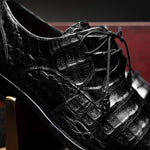 Mezlan Anderson Crocodile Derby Shoes Black (13584-F)