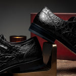 Mezlan Anderson Crocodile Derby Shoes Black (13584-F)