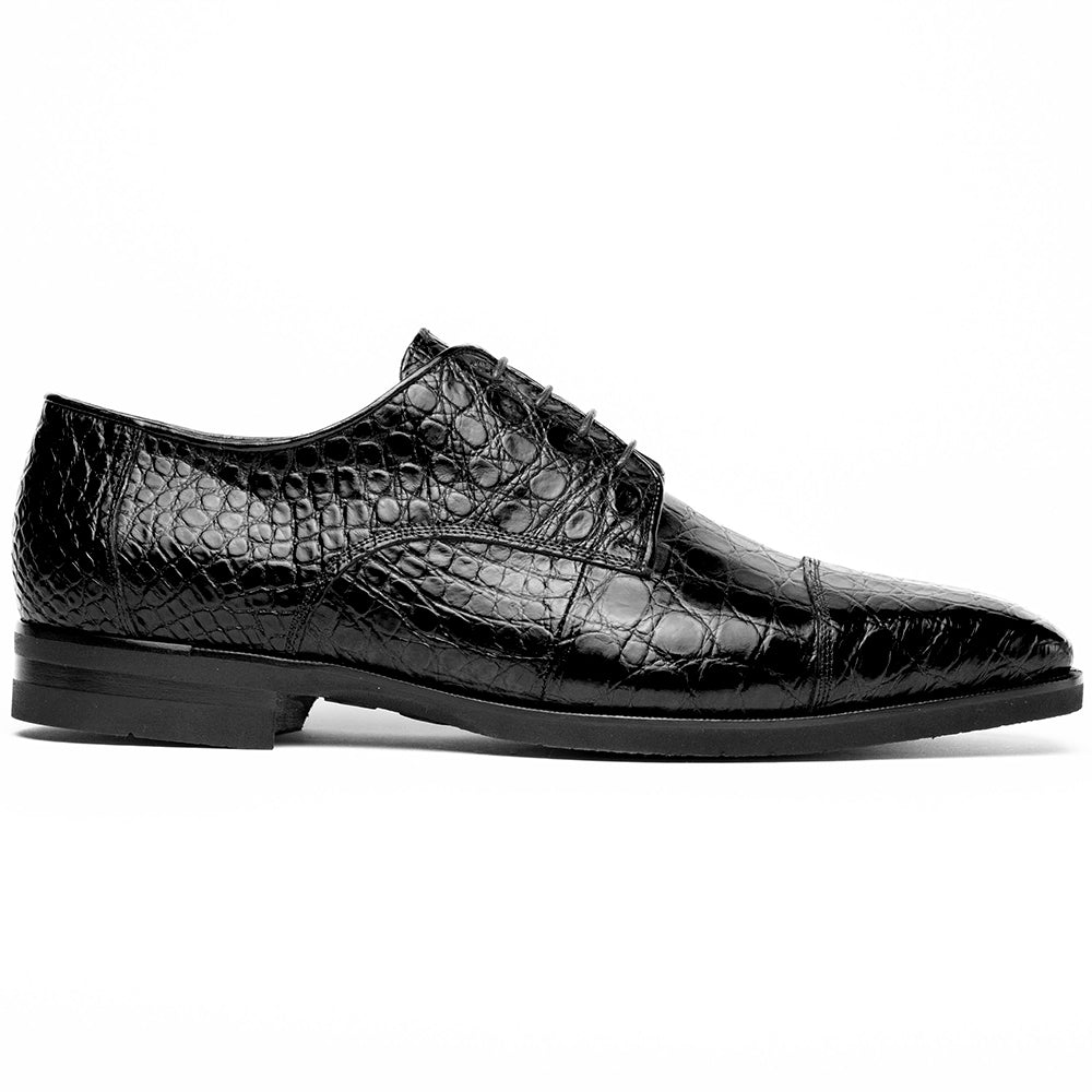 Zelli Andrea Crocodile Cap Toe Shoes Black (21-532-BKM)