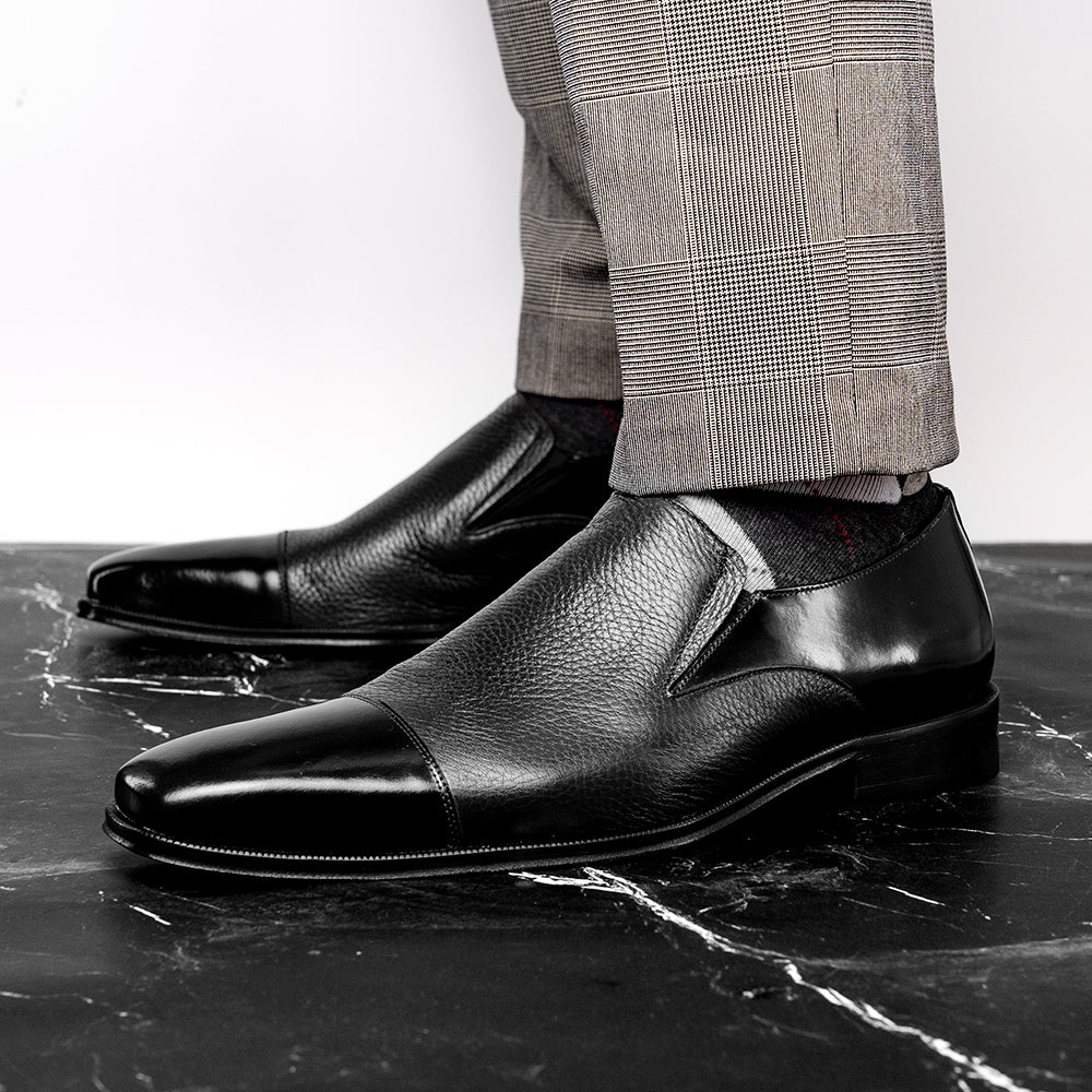 Belvedere Studio Andreo Deerskin & Nappa Loafers Black