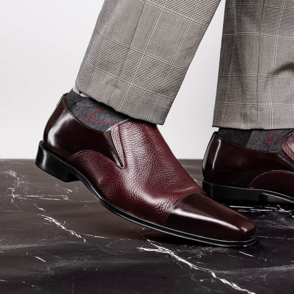 Belvedere Studio Andreo Deerskin & Nappa Loafers Burgundy