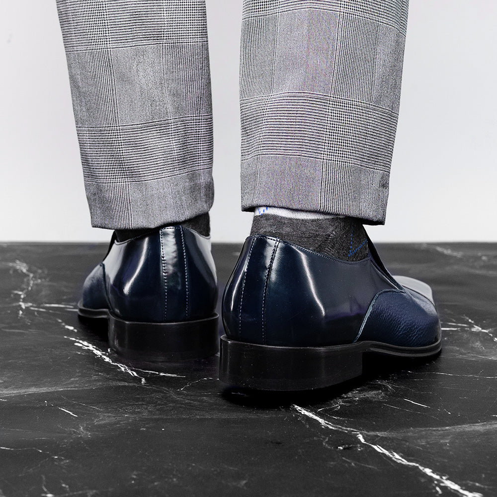 Belvedere Studio Andreo Deerskin & Nappa Loafers Navy