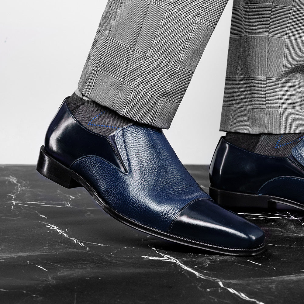 Belvedere Studio Andreo Deerskin & Nappa Loafers Navy