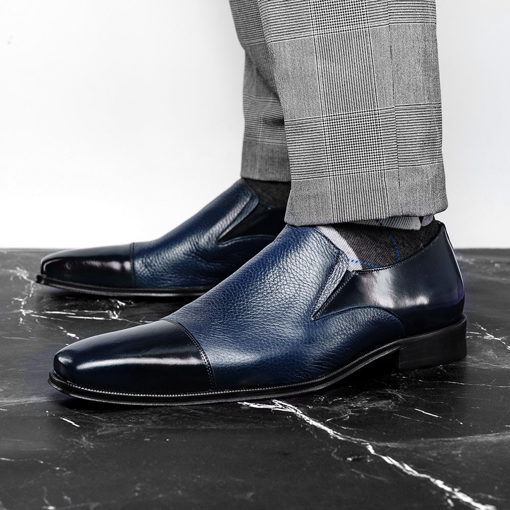 Belvedere Studio Andreo Deerskin & Nappa Loafers Navy