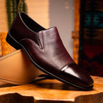 Belvedere Studio Andreo Deerskin & Nappa Loafers Burgundy