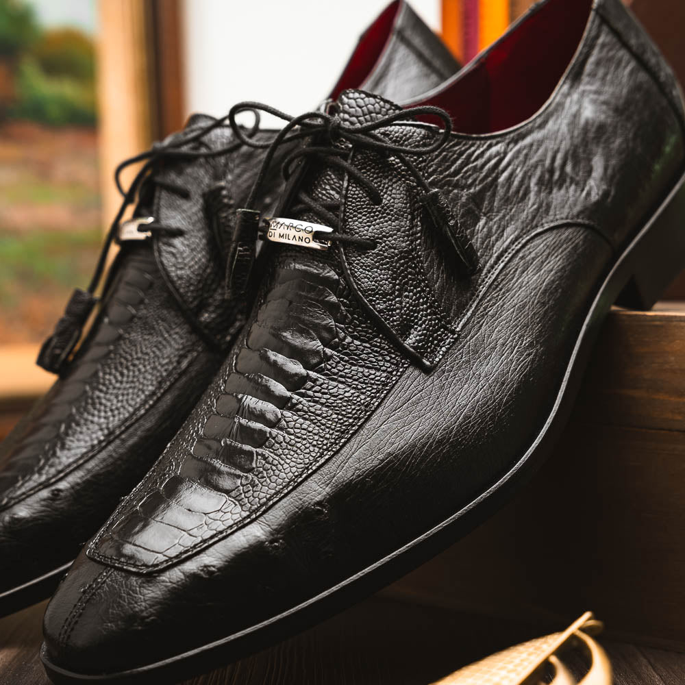 Marco Di Milano Andretti Ostrich Leg Shoes Black
