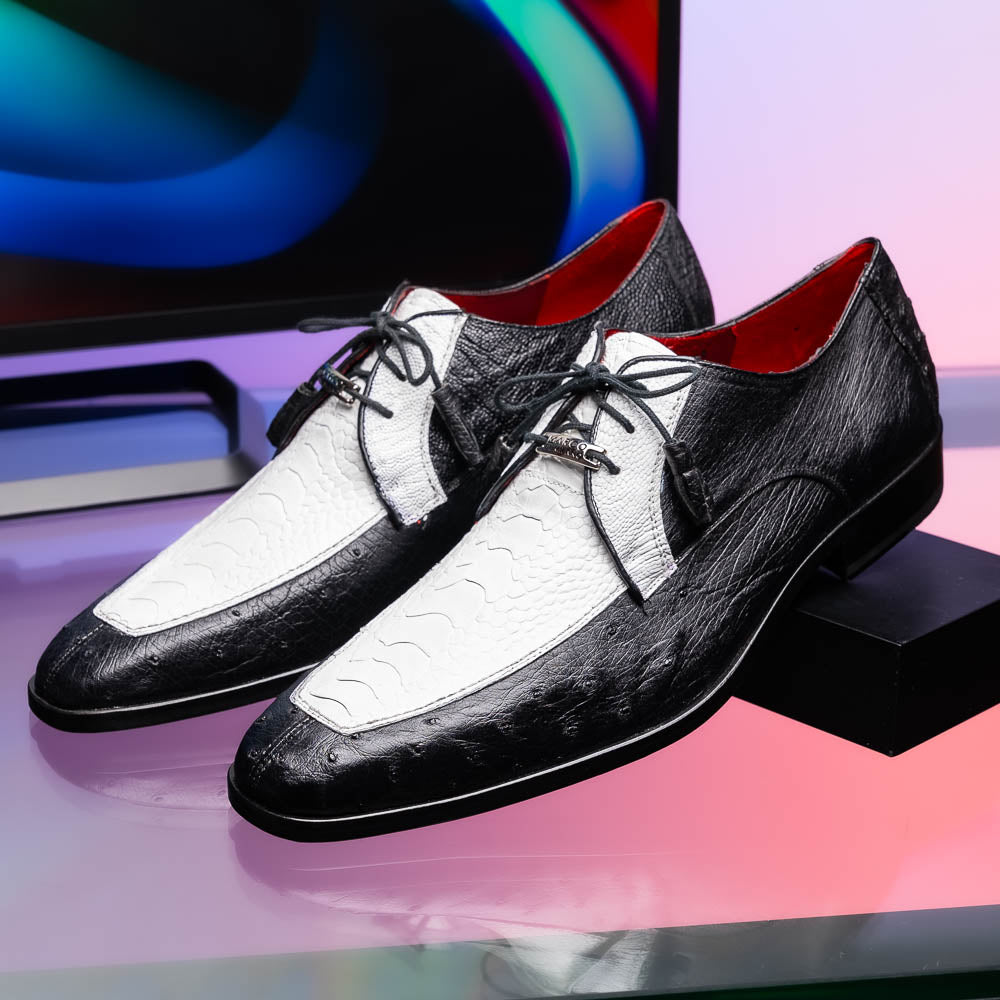 Marco Di Milano Andretti Ostrich Leg Shoes White / Black