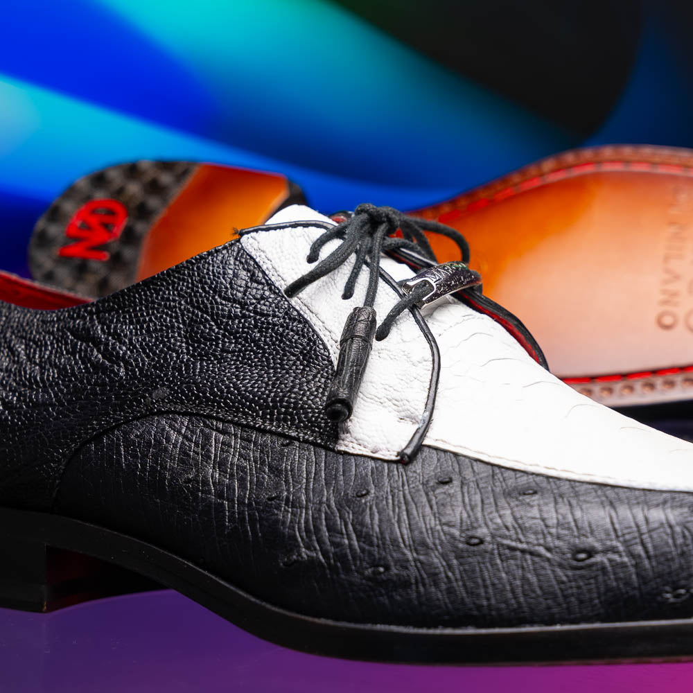 Marco Di Milano Andretti Ostrich Leg Shoes White / Black