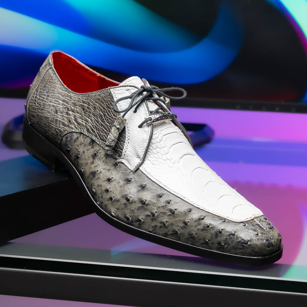 Marco Di Milano Andretti Ostrich Leg Shoes White / Grey