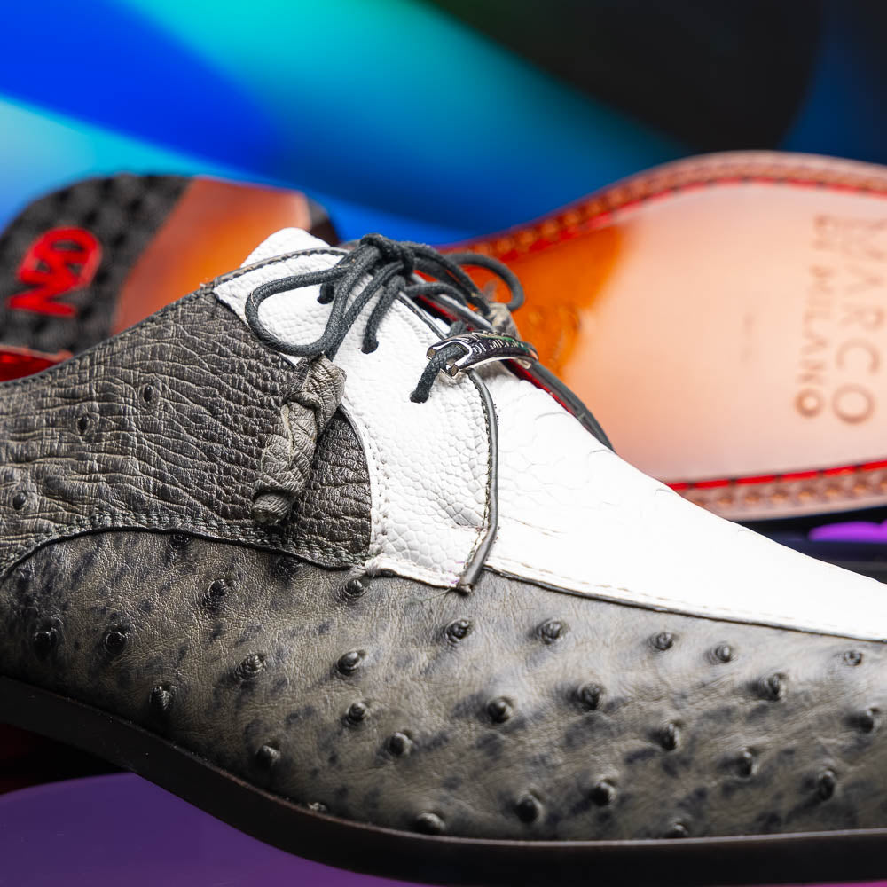 Marco Di Milano Andretti Ostrich Leg Shoes White / Grey