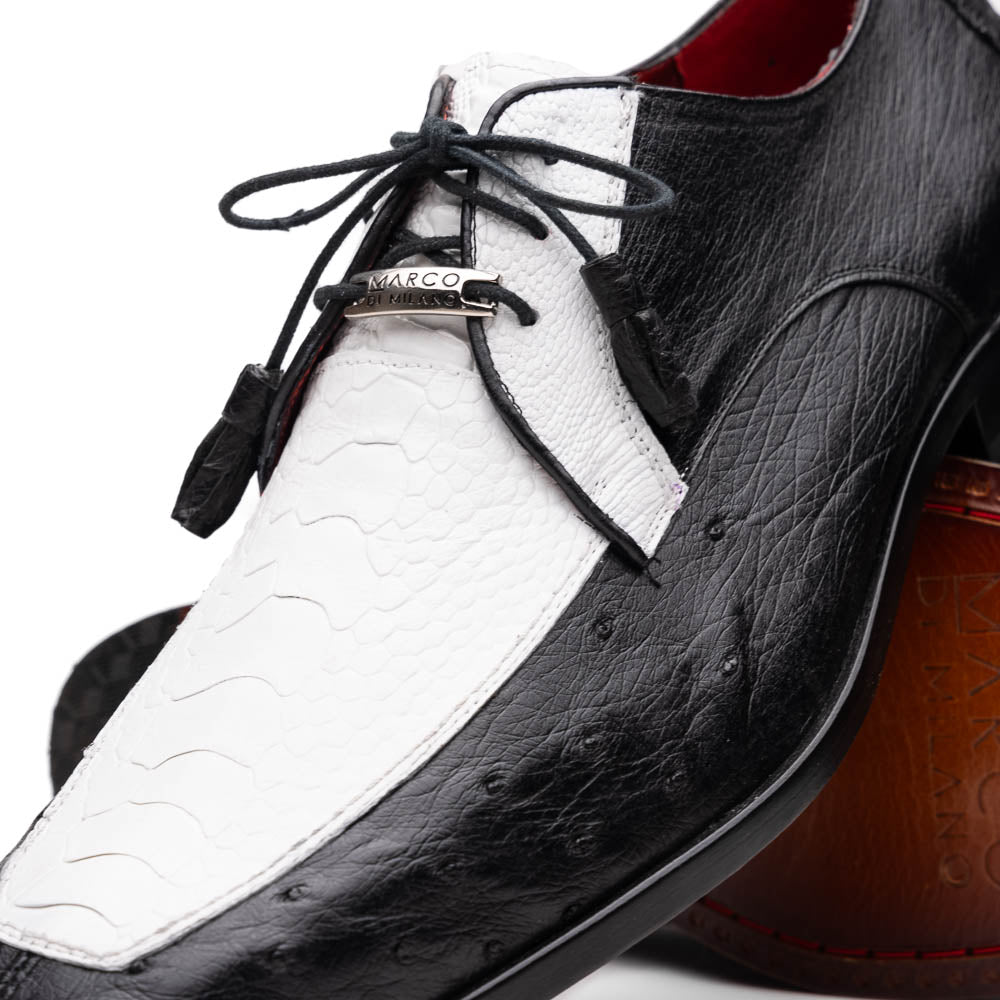 Marco Di Milano Andretti Ostrich Leg Shoes White / Black