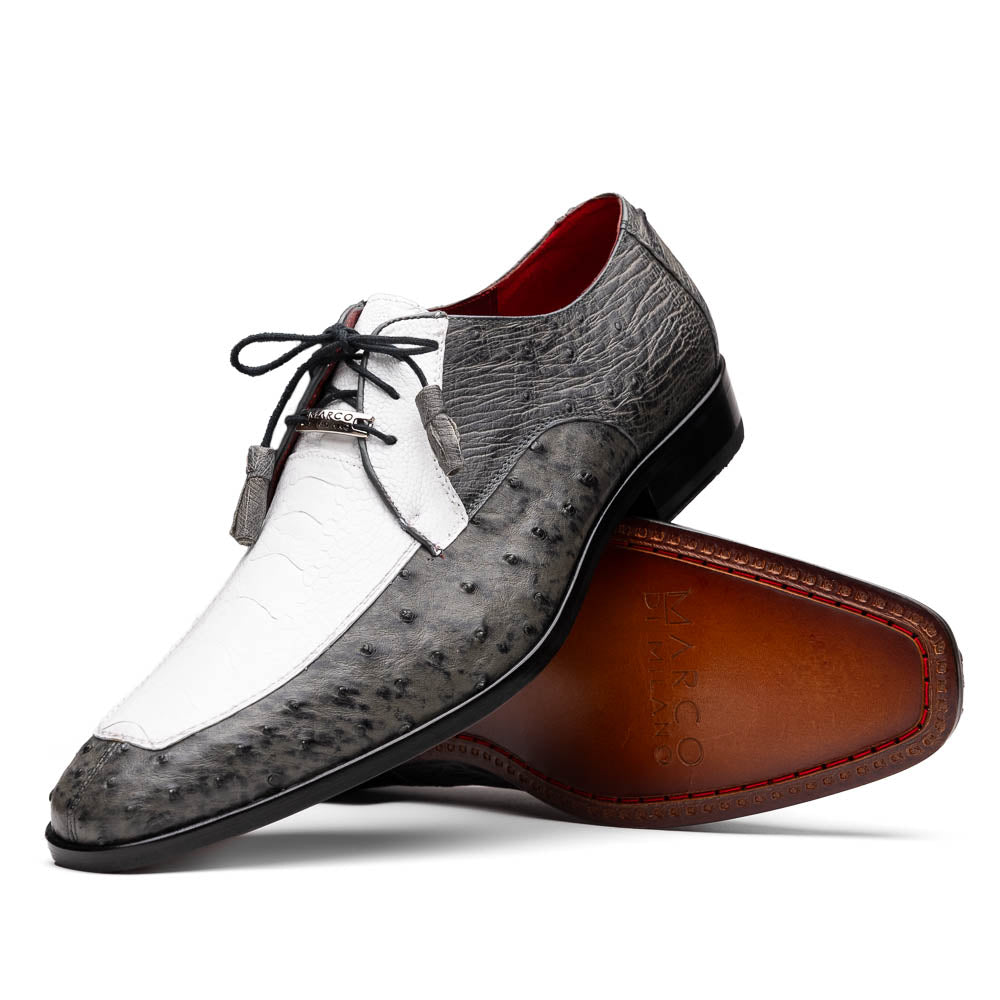 Marco Di Milano Andretti Ostrich Leg Shoes White / Grey
