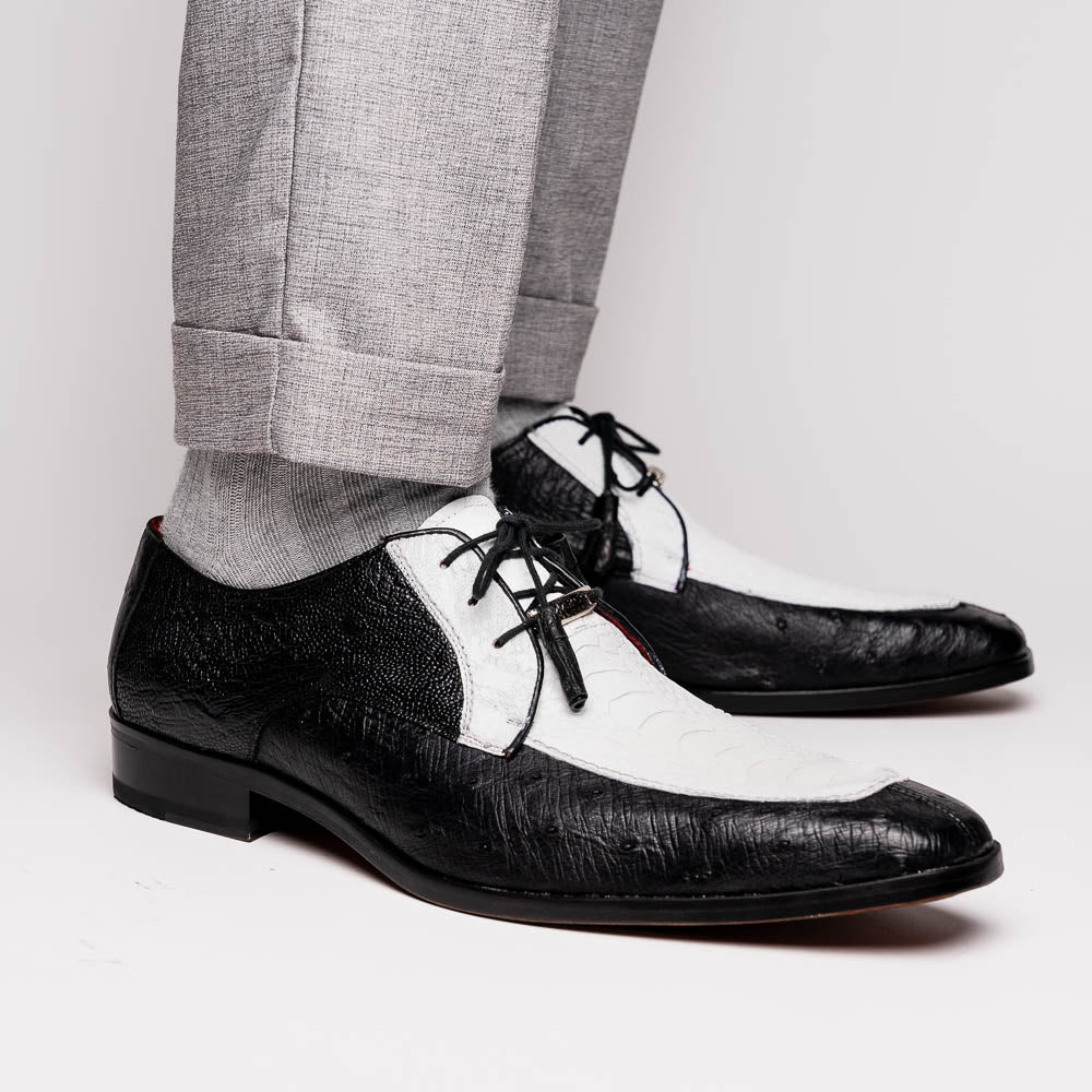 Marco Di Milano Andretti Ostrich Leg Shoes White / Black
