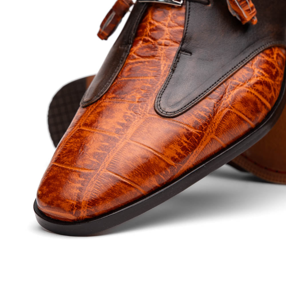 Marco Di Milano Anzio Alligator & Calfskin Derby Brandy
