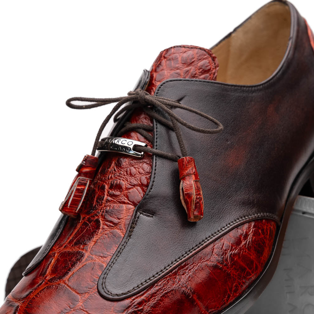 Marco Di Milano Anzio Alligator & Calfskin Derby Cognac