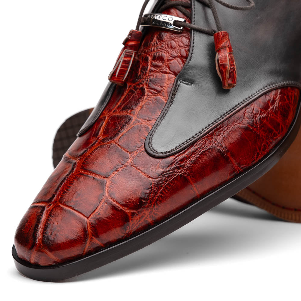 Marco Di Milano Anzio Alligator & Calfskin Derby Cognac