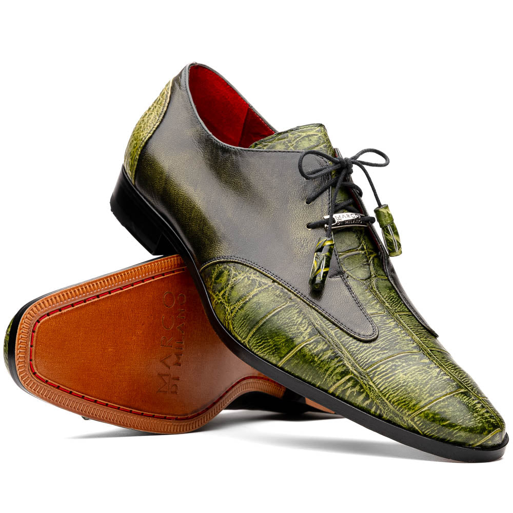 Marco Di Milano Anzio Alligator & Calfskin Derby Green