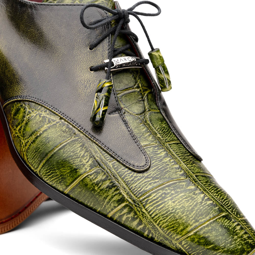 Marco Di Milano Anzio Alligator & Calfskin Derby Green