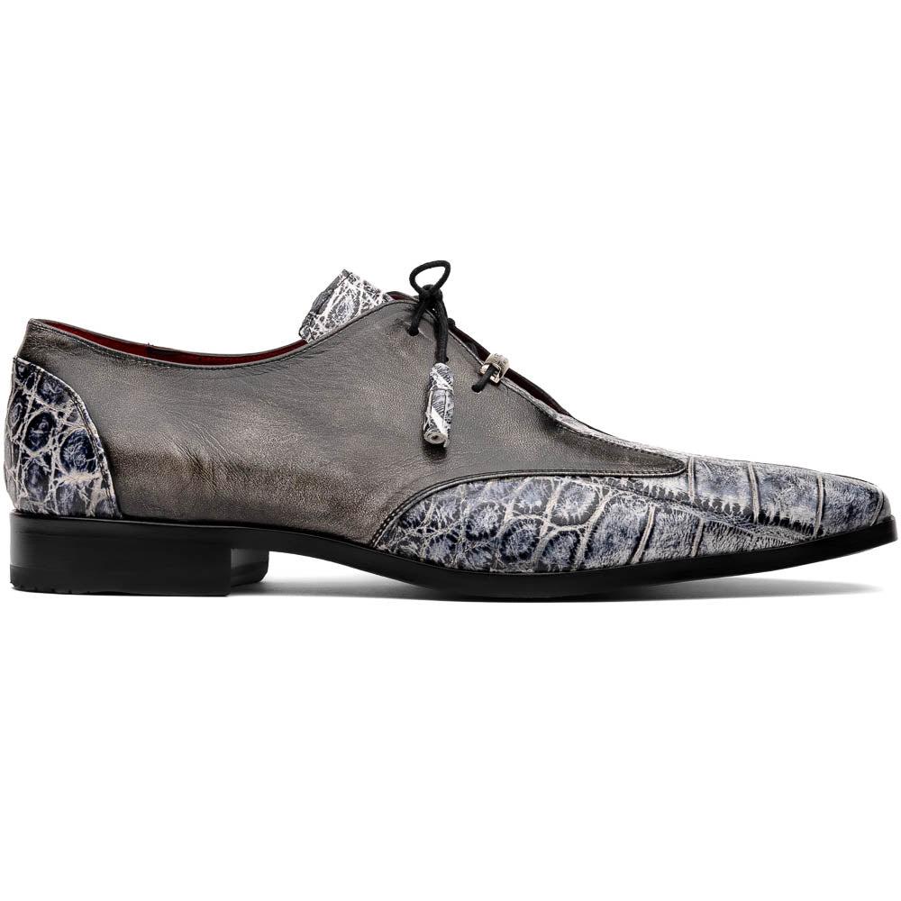 Marco Di Milano Anzio Alligator / Calfskin Derby Newspaper / Grey