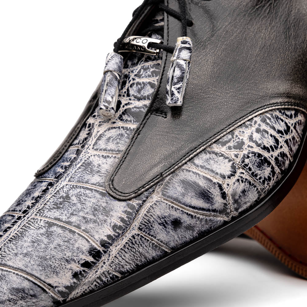 Marco Di Milano Anzio Alligator & Calfskin Derby Newspaper / Grey