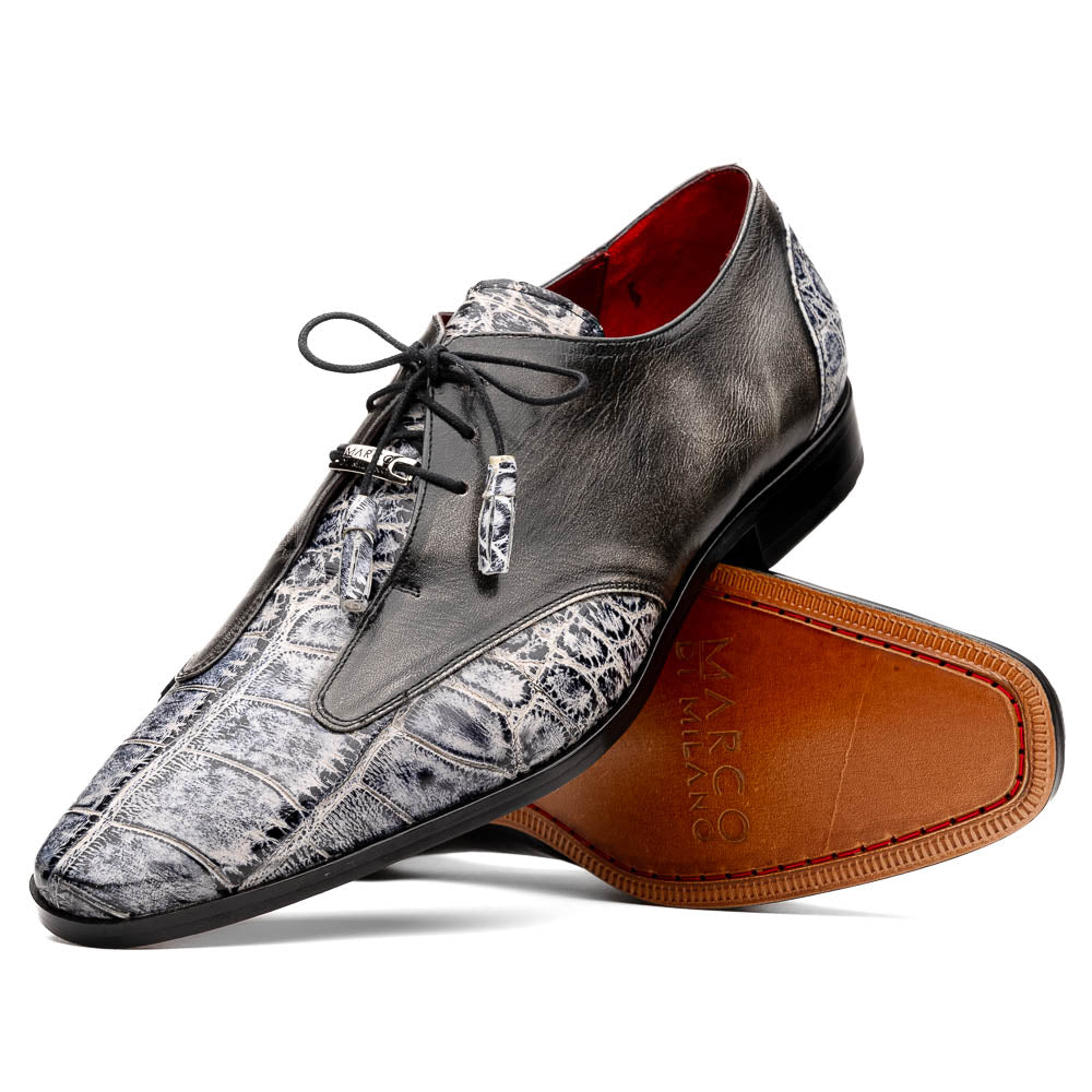 Marco Di Milano Anzio Alligator & Calfskin Derby Newspaper / Grey
