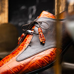Marco Di Milano Anzio Alligator & Calfskin Derby Brandy
