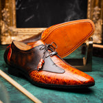 Marco Di Milano Anzio Alligator & Calfskin Derby Brandy