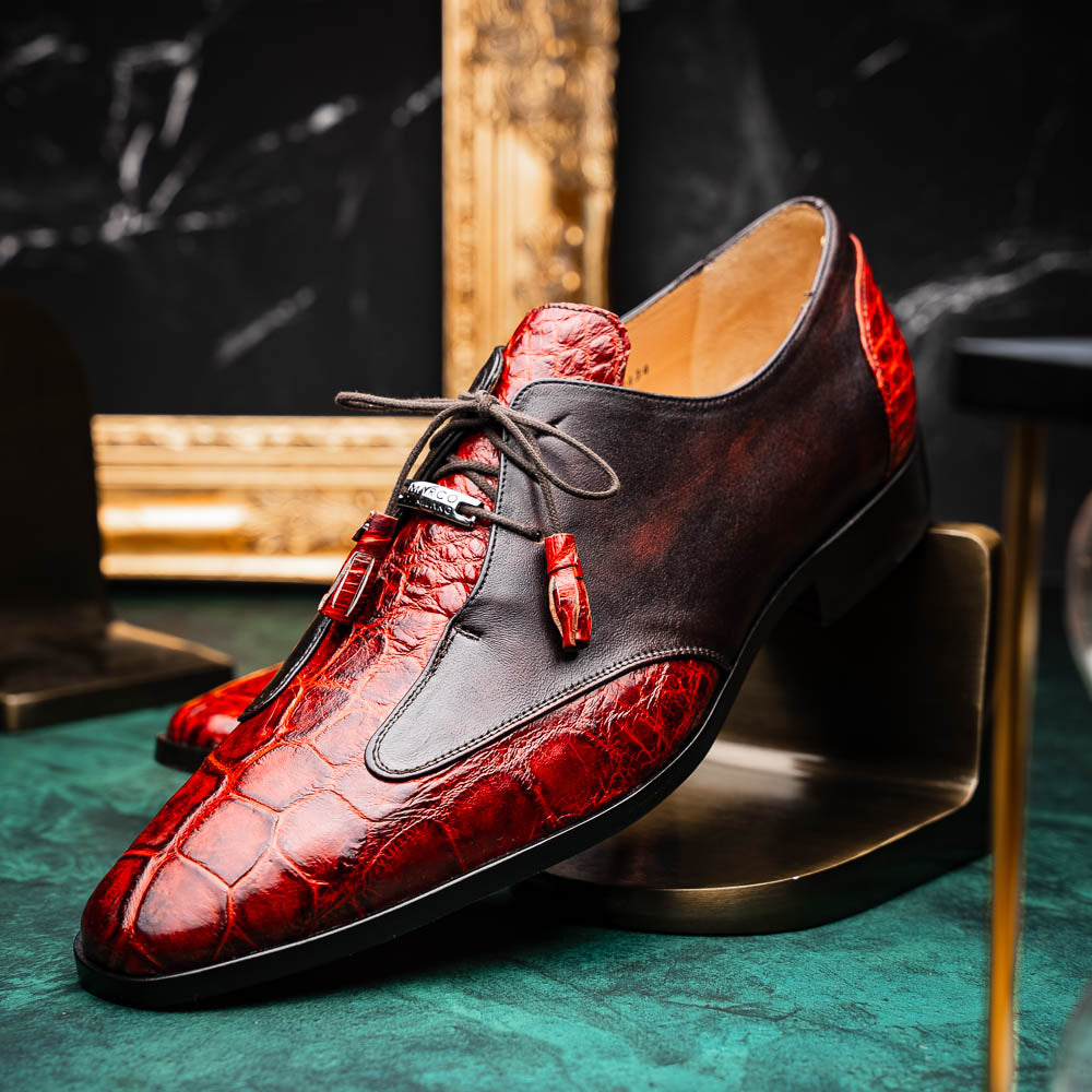 Marco Di Milano Anzio Alligator & Calfskin Derby Cognac