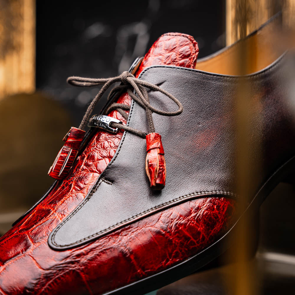 Marco Di Milano Anzio Alligator & Calfskin Derby Cognac