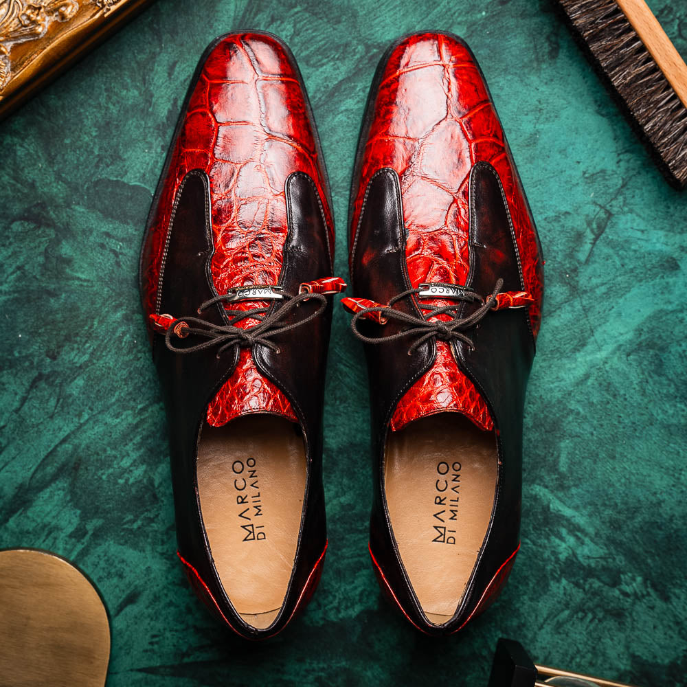 Marco Di Milano Anzio Alligator & Calfskin Derby Cognac