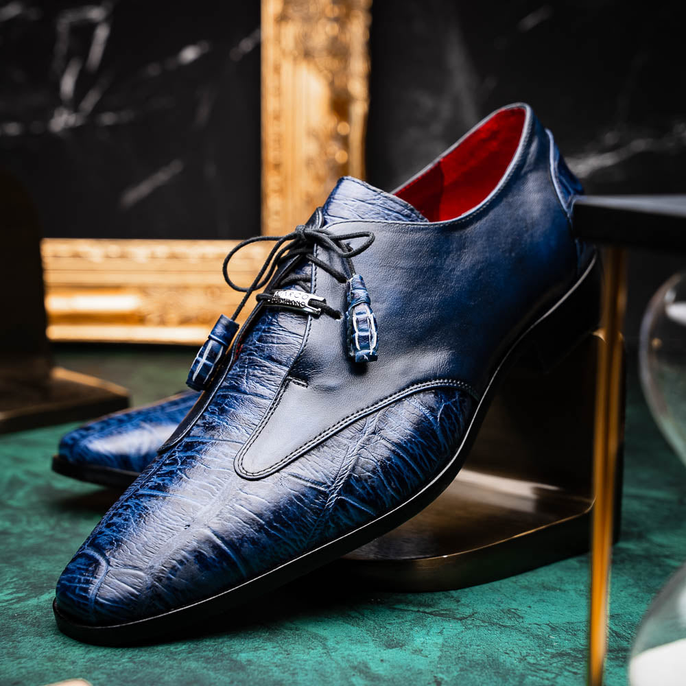Marco Di Milano Anzio Alligator & Calfskin Derby Navy
