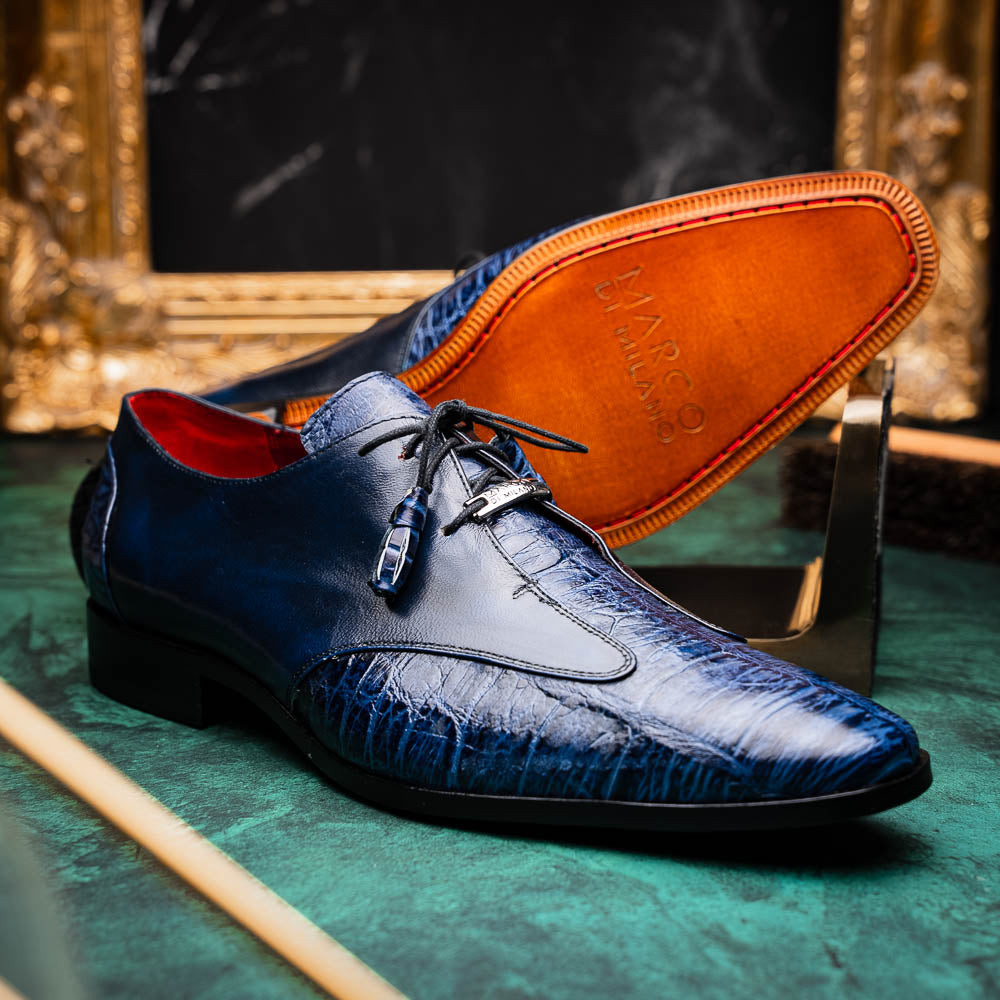 Marco Di Milano Anzio Alligator & Calfskin Derby Navy