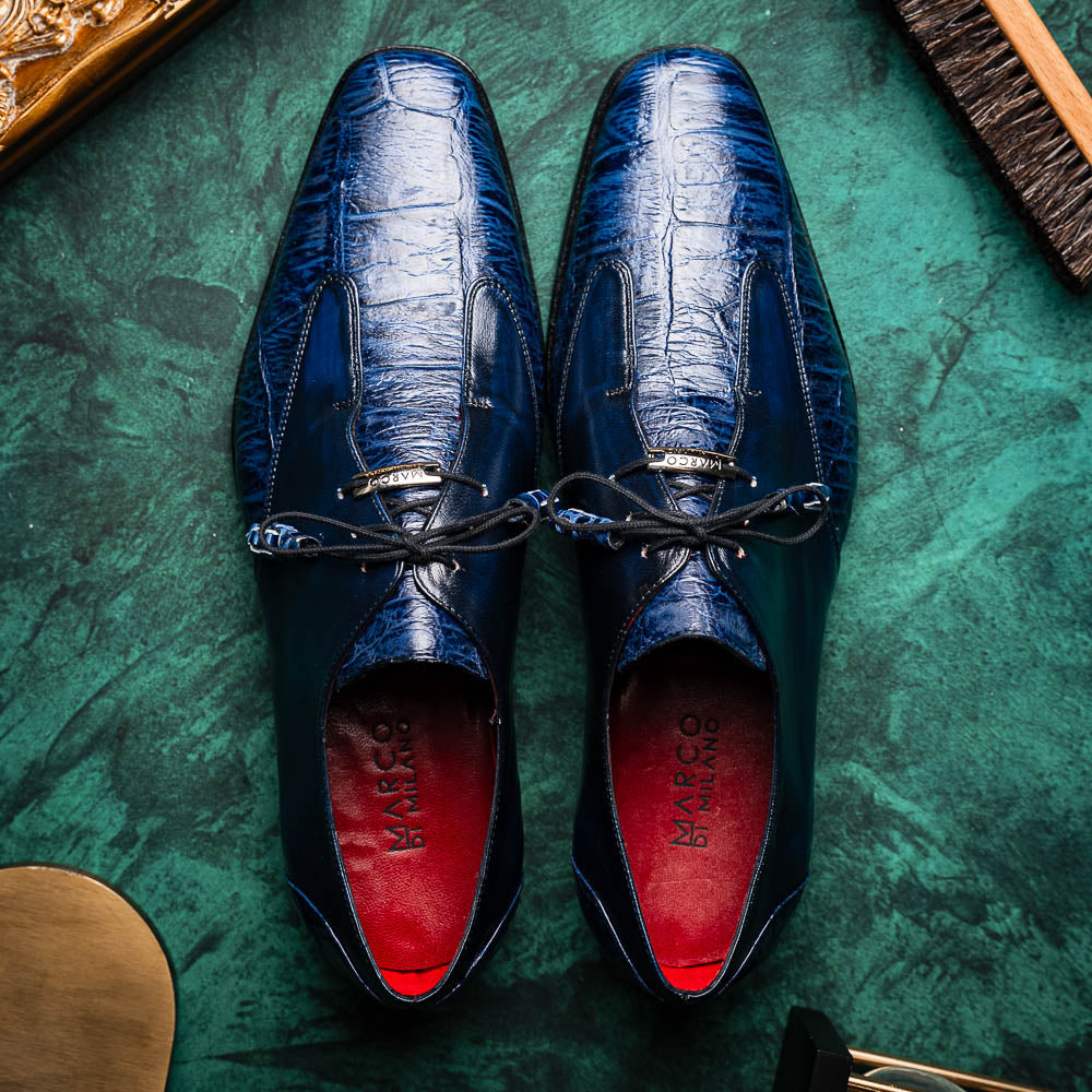 Marco Di Milano Anzio Alligator & Calfskin Derby Navy