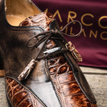 Marco Di Milano Anzio Alligator & Calfskin Derby Orix Brown