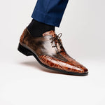 Marco Di Milano Anzio Alligator & Calfskin Derby Orix Brown