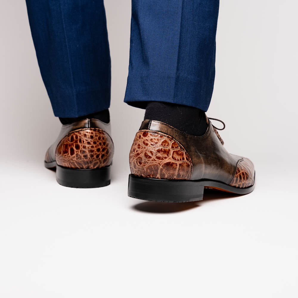 Marco Di Milano Anzio Alligator & Calfskin Derby Orix Brown