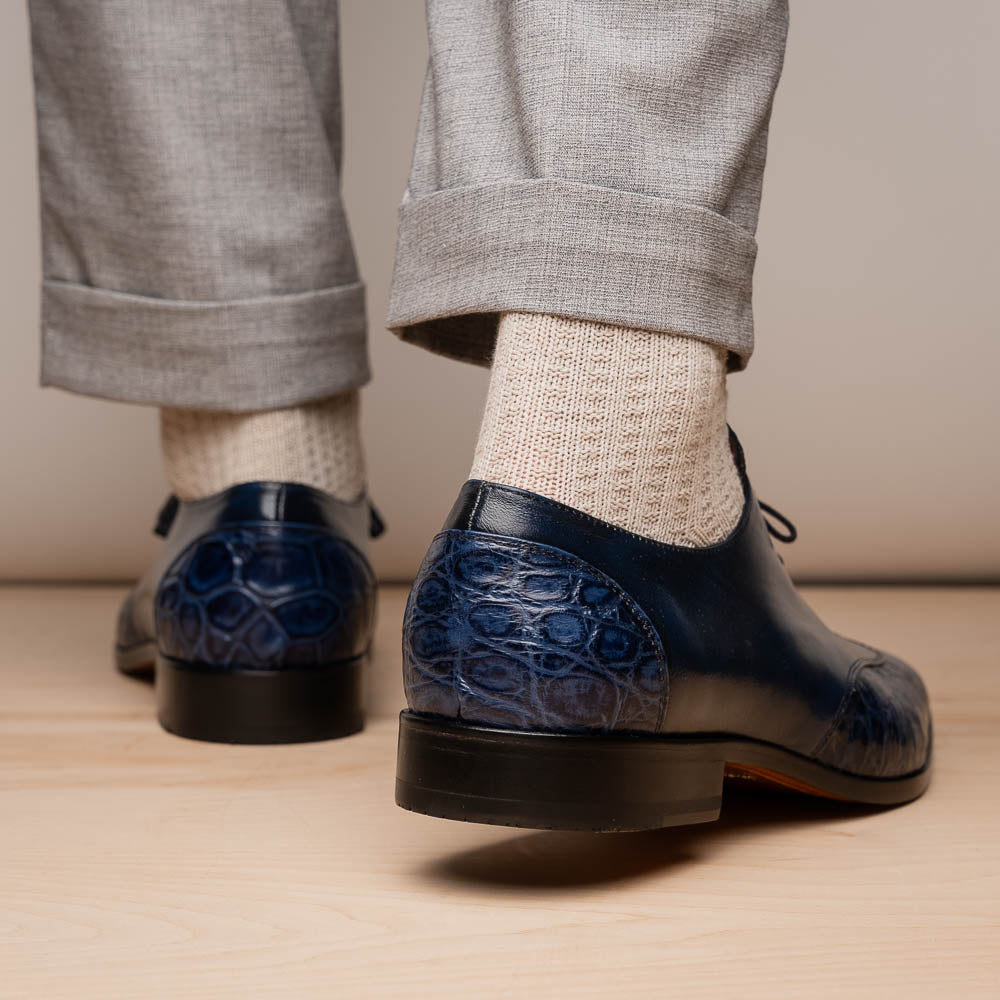 Marco Di Milano Anzio Alligator & Calfskin Derby Navy