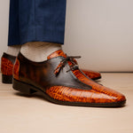 Marco Di Milano Anzio Alligator & Calfskin Derby Brandy
