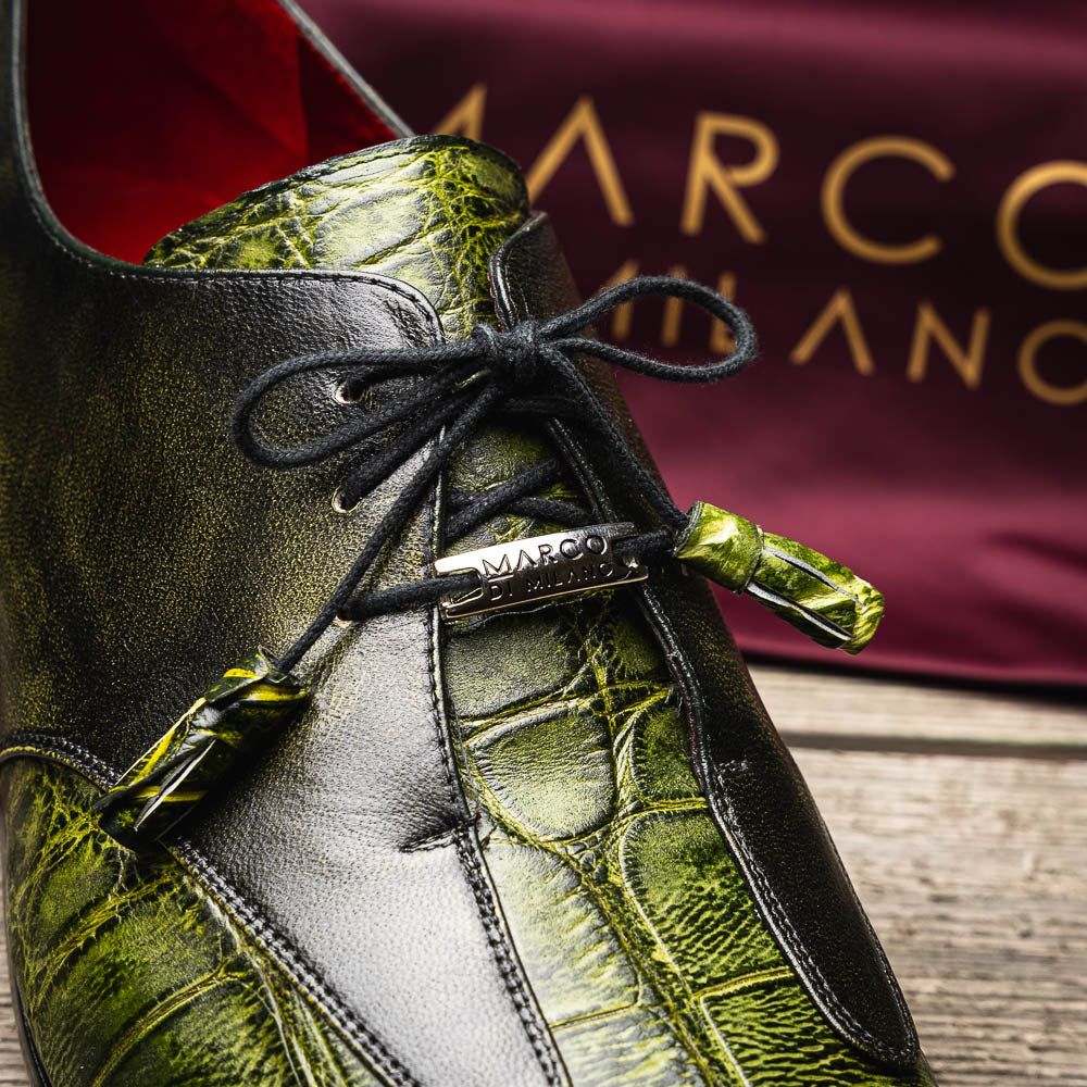 Marco Di Milano Anzio Alligator & Calfskin Derby Green