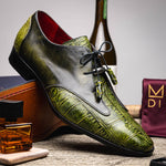 Marco Di Milano Anzio Alligator & Calfskin Derby Green
