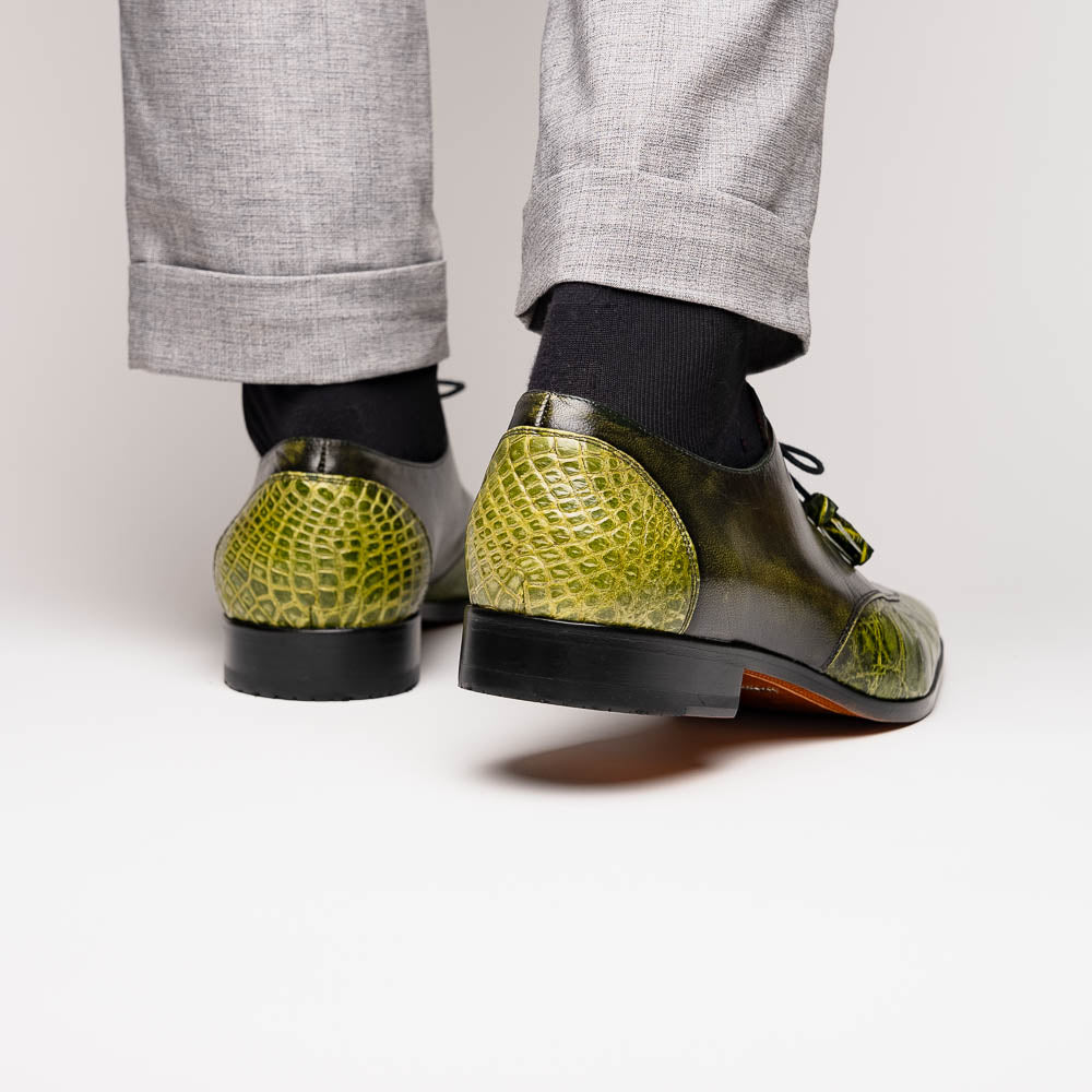Marco Di Milano Anzio Alligator & Calfskin Derby Green
