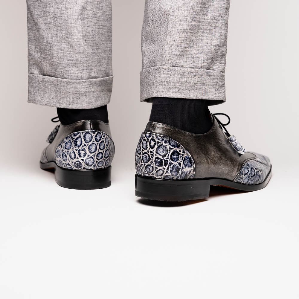 Marco Di Milano Anzio Alligator & Calfskin Derby Newspaper / Grey