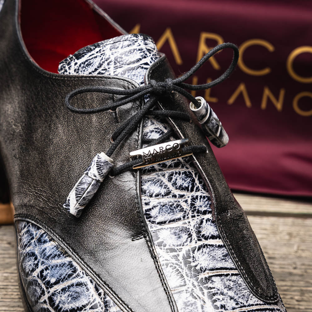 Marco Di Milano Anzio Alligator & Calfskin Derby Newspaper / Grey