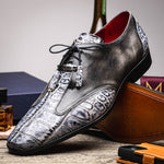 Marco Di Milano Anzio Alligator & Calfskin Derby Newspaper / Grey