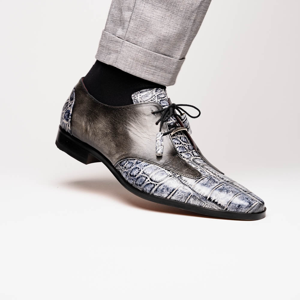 Marco Di Milano Anzio Alligator & Calfskin Derby Newspaper / Grey