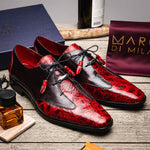 Marco Di Milano Anzio Alligator & Calfskin Derby Black Cherry