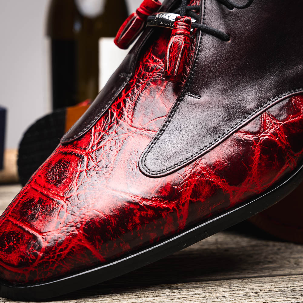Marco Di Milano Anzio Alligator & Calfskin Derby Black Cherry