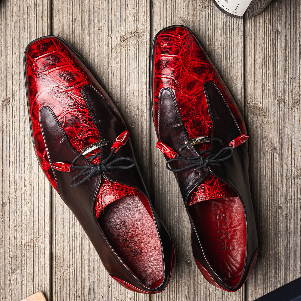 Marco Di Milano Anzio Alligator & Calfskin Derby Black Cherry
