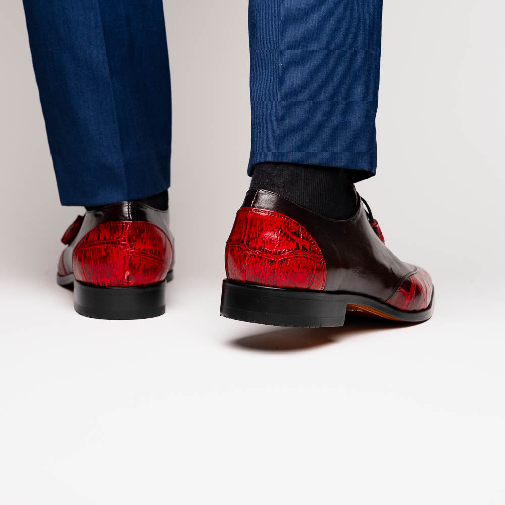 Marco Di Milano Anzio Alligator & Calfskin Derby Black Cherry
