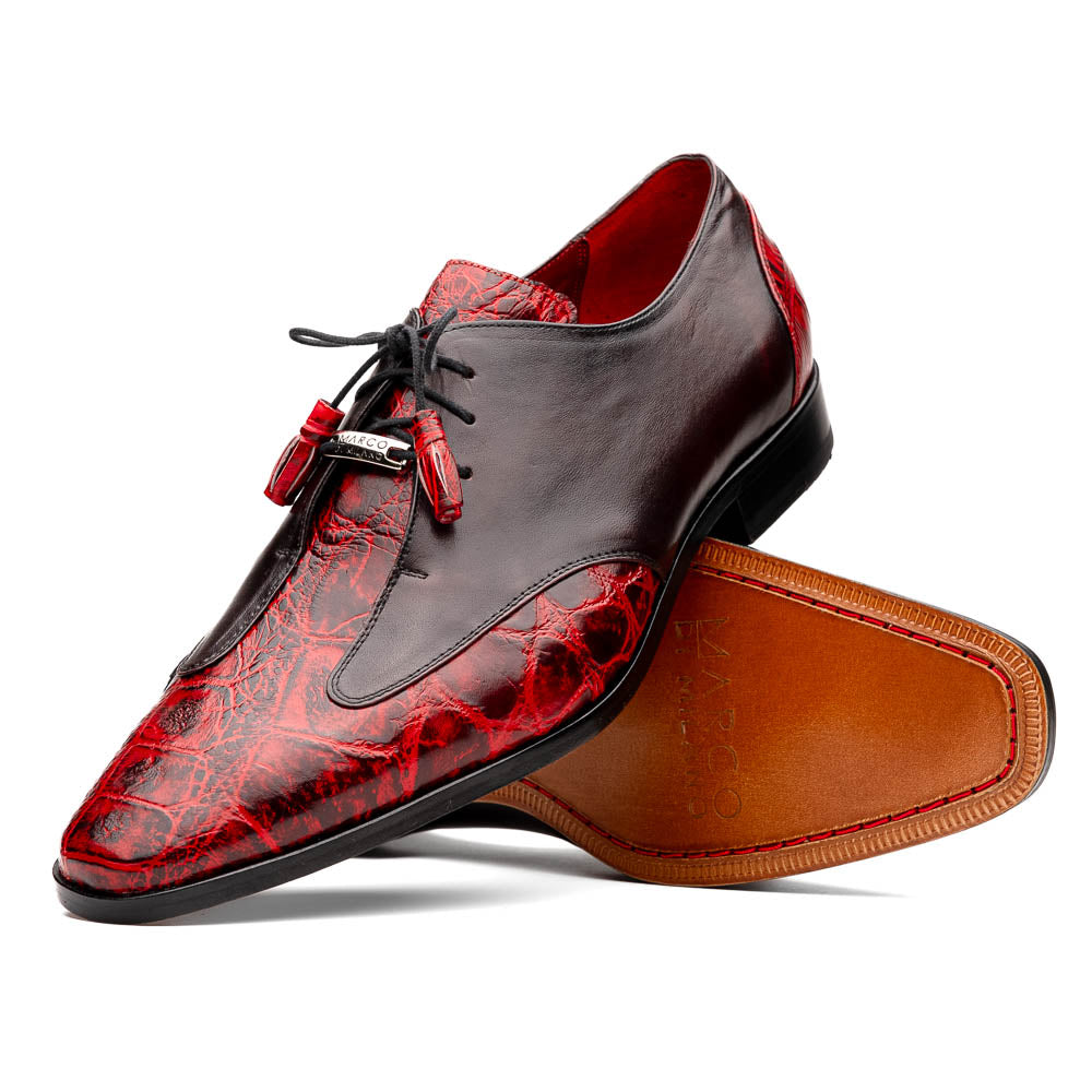 Marco Di Milano Anzio Alligator & Calfskin Derby Black Cherry